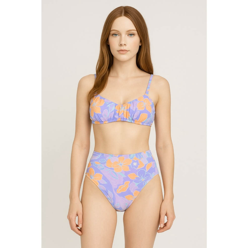 Ninety-Nine Purple Orange Floral Bikini Set XS